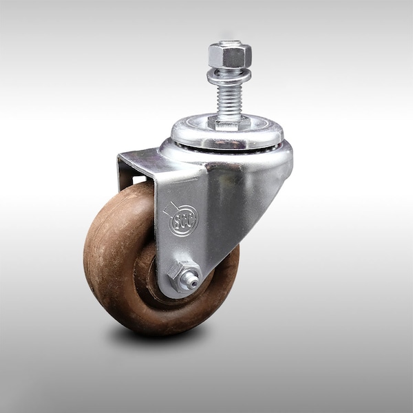 3.5 Inch SS High Temp Glass Filled Nylon Swivel 1/2 Inch Threaded Stem Caster SCC